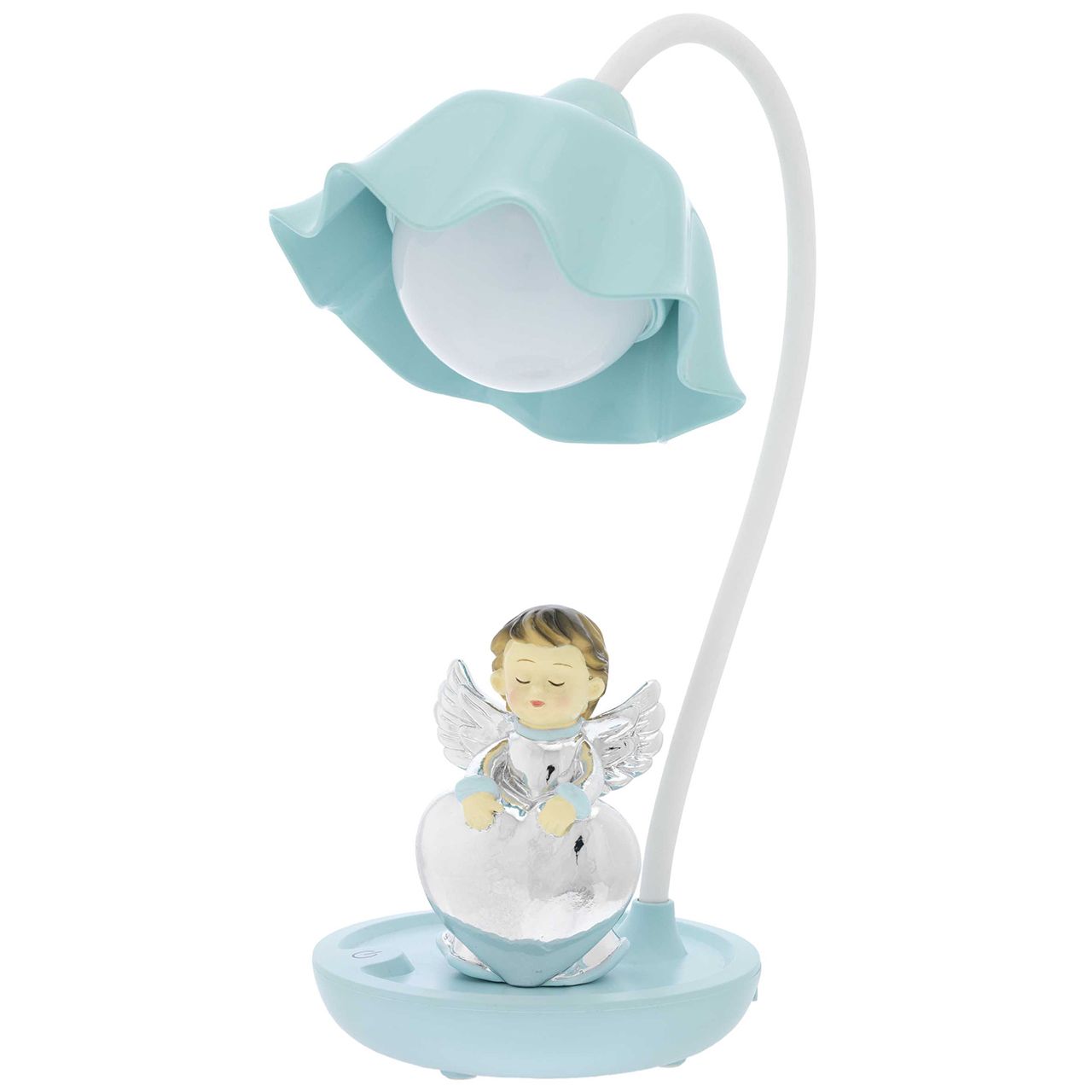 LAMPADA LED CON TOUCH E ANGIOLETTO CON CUORE AZZURRO